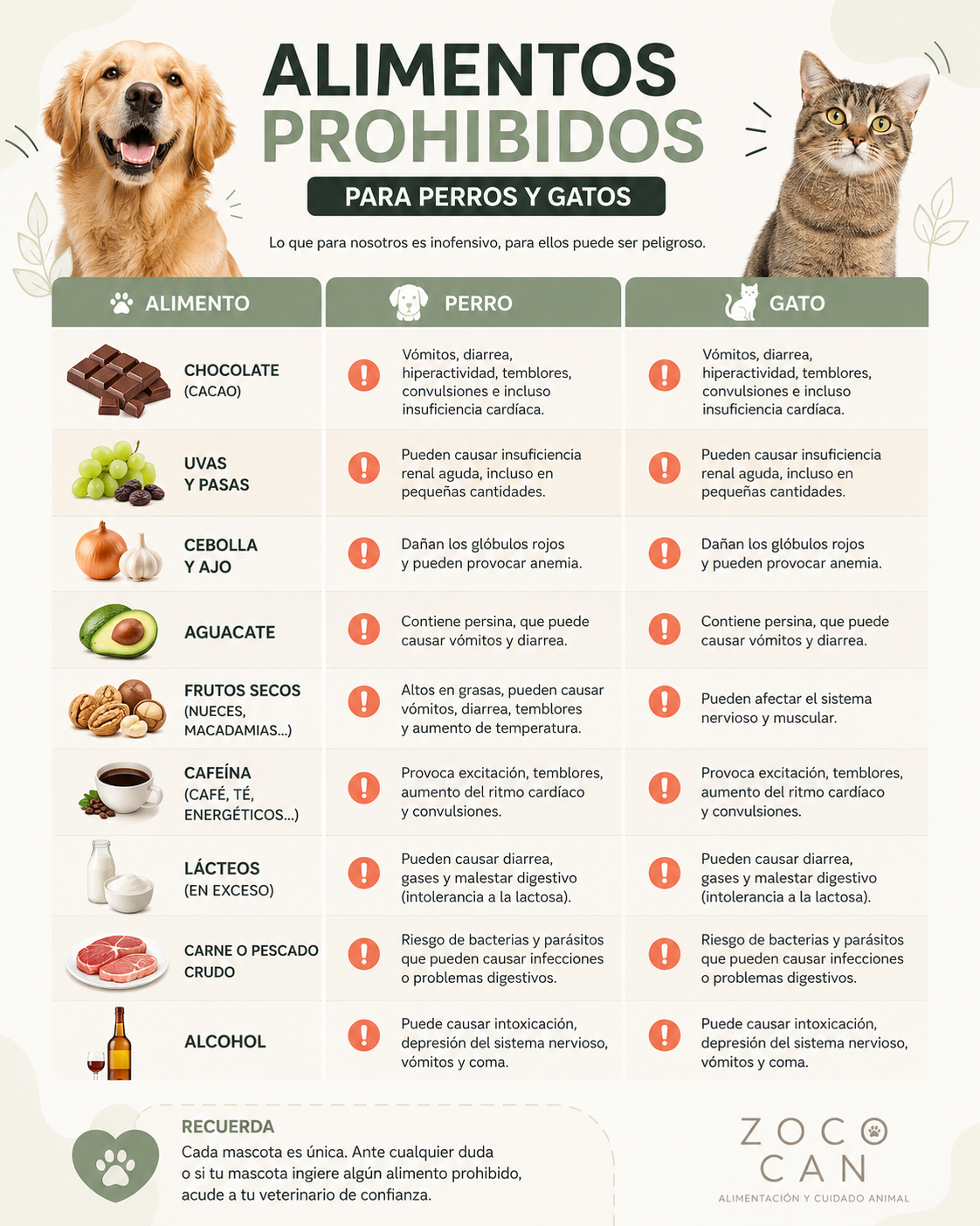 Alimentos Prohibidos , Perro – Gato.